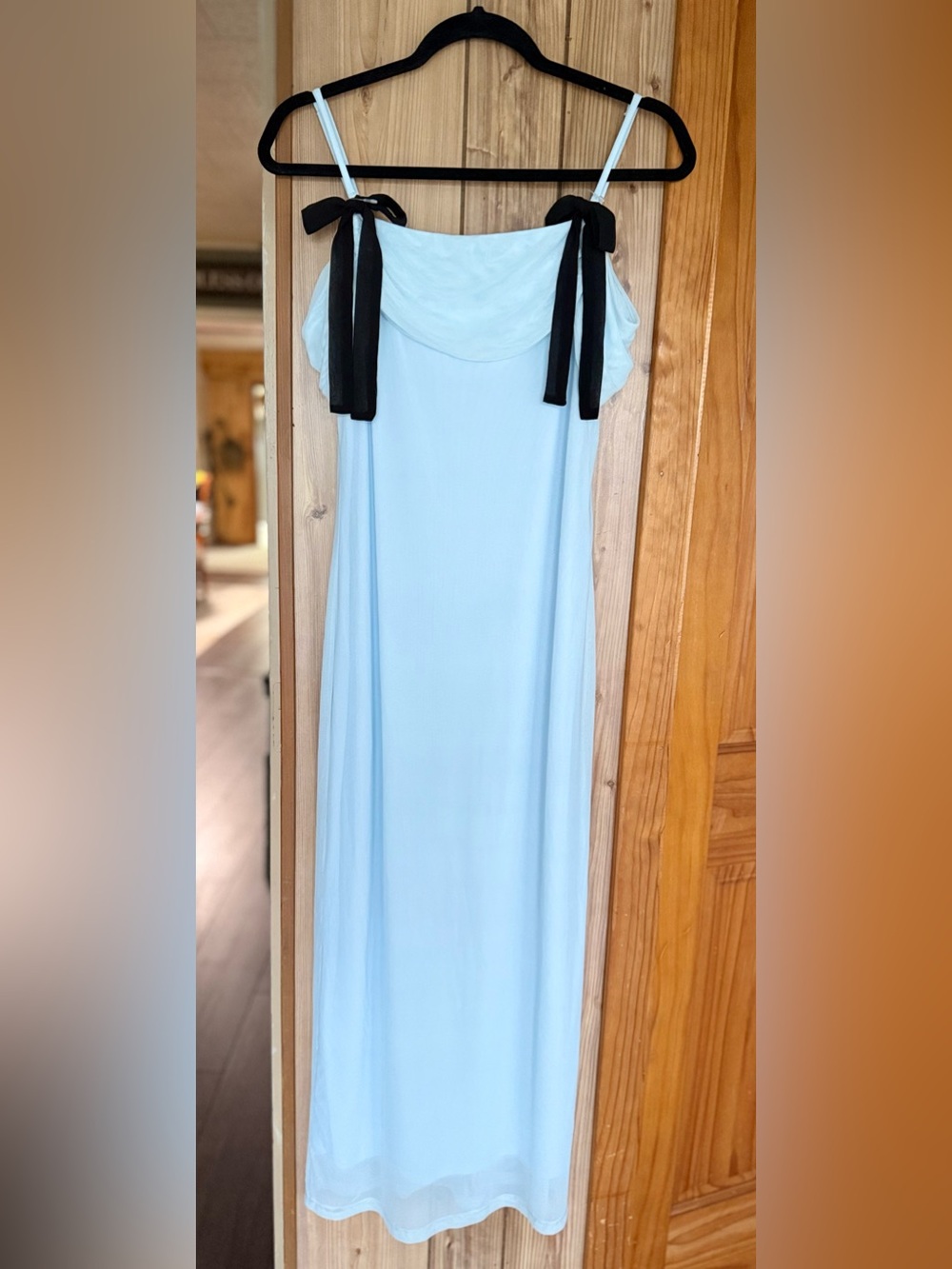 wild fable Light Blue Maxi Dress with Black Tie Straps